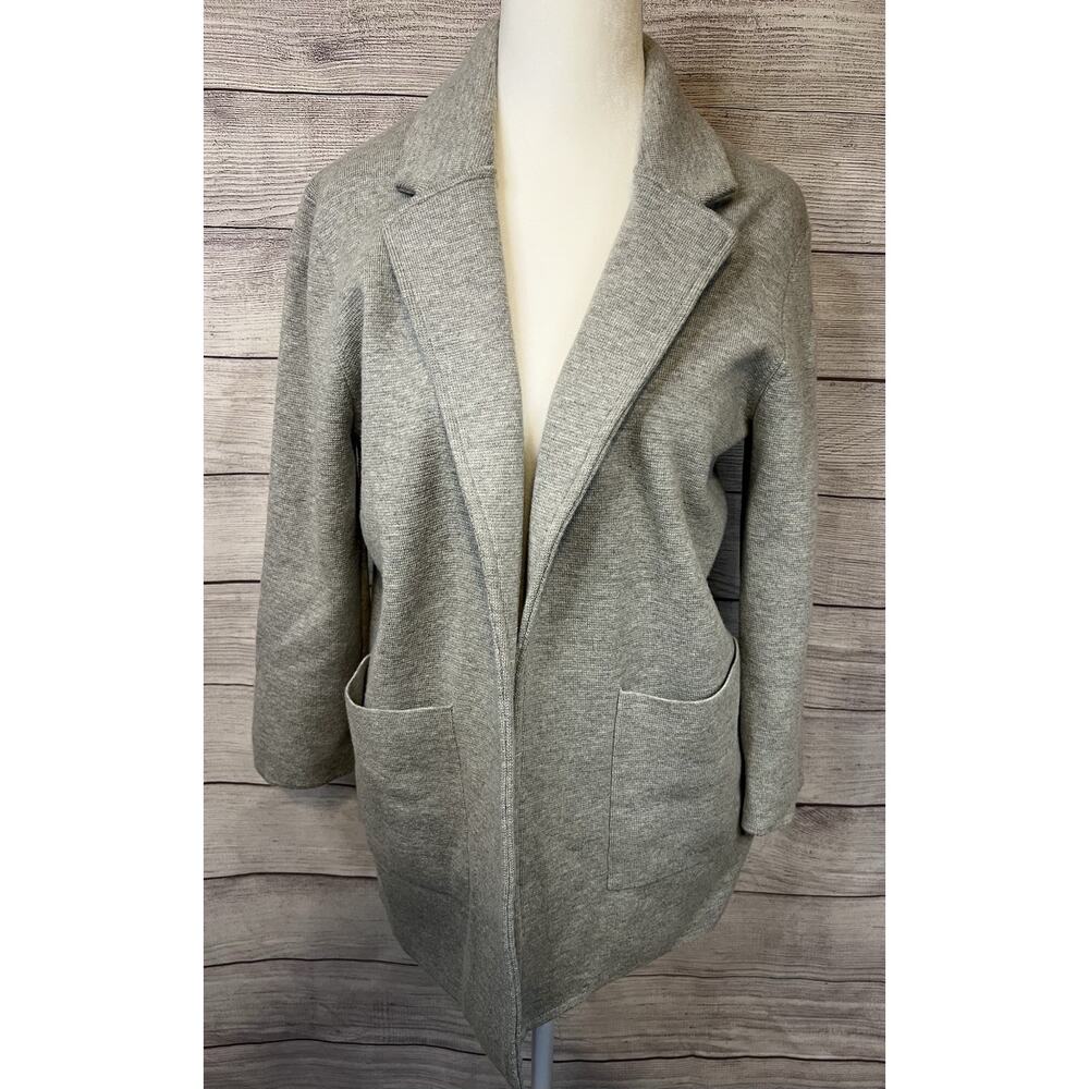 J. Crew Factory Gray Open Front Crewneck Sweater Blazer